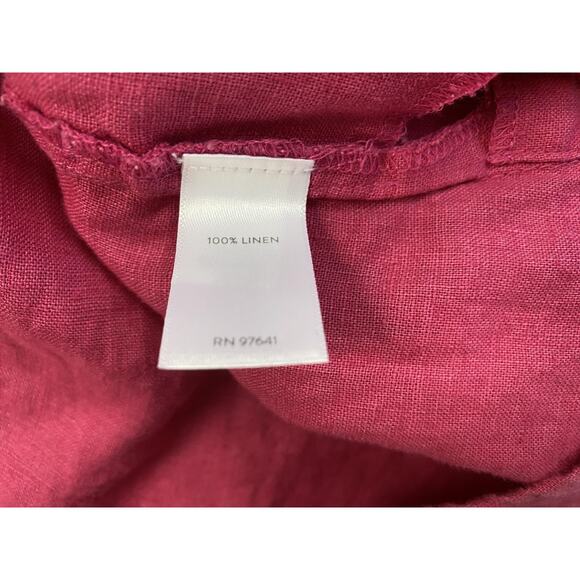 J Jill Love Linen Shirt Dress Womens 3X Pink Short Sleeve Pockets Flowy Coastal - Picture 14 of 16
